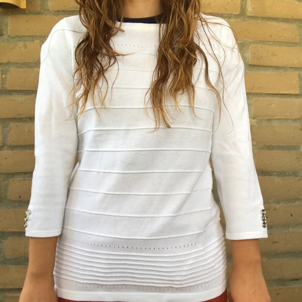 Karen Scott white sweater with crop sleeves - Picture 5 of 7